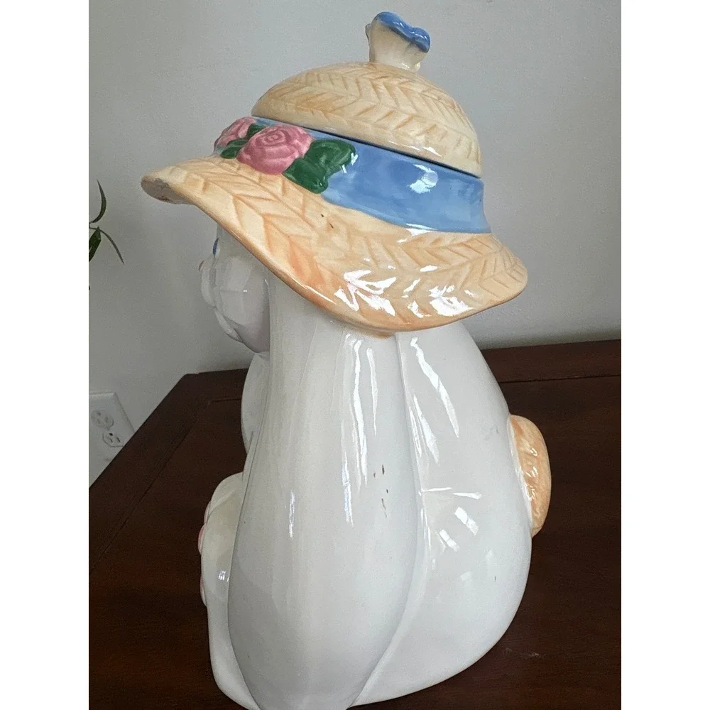 Vintage Treasure Craft 90s  Bunny Rabbit Easter Cookie Jar Pfaltzgraff Large 12